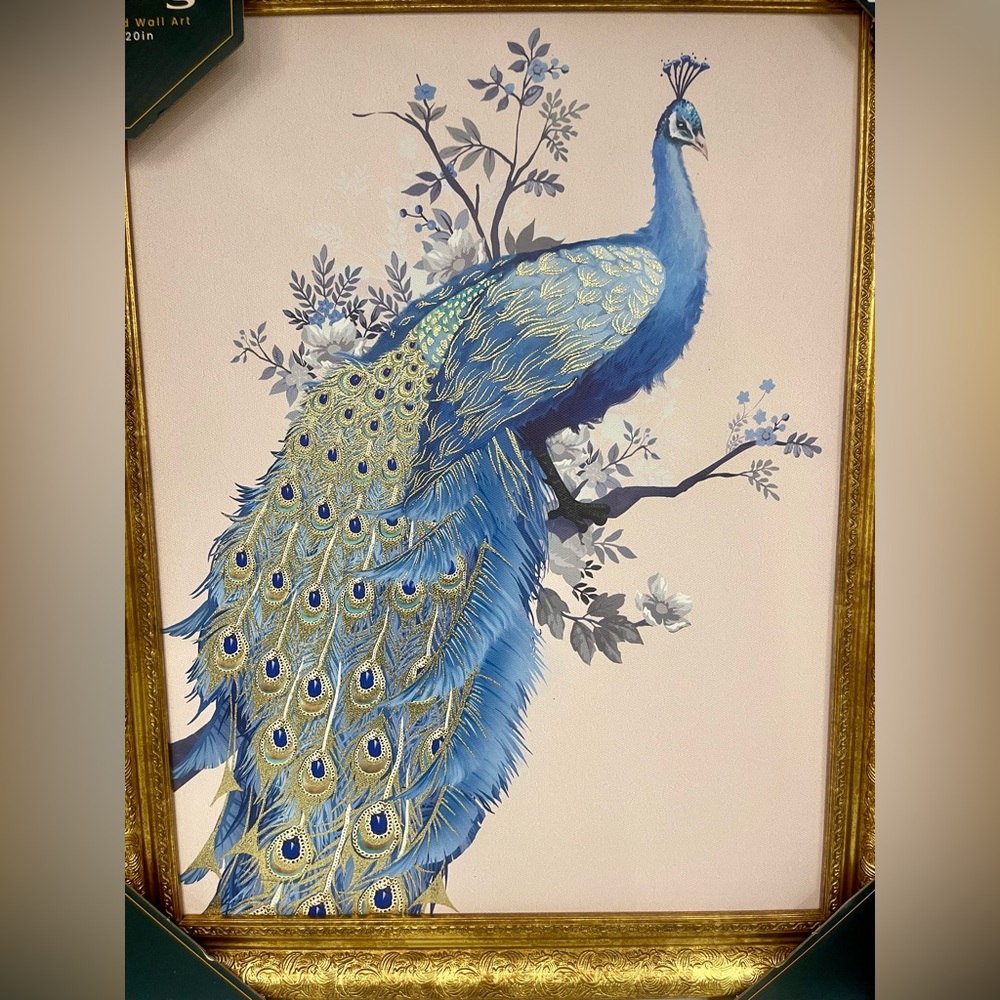 Elegant Blue Peacock Wall Art